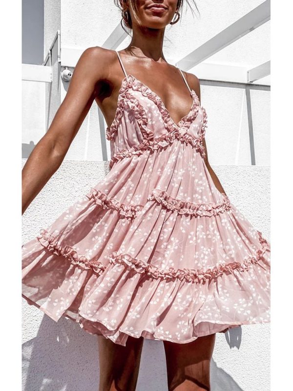 Sweet Digital Printed Lace Dress in Dresses