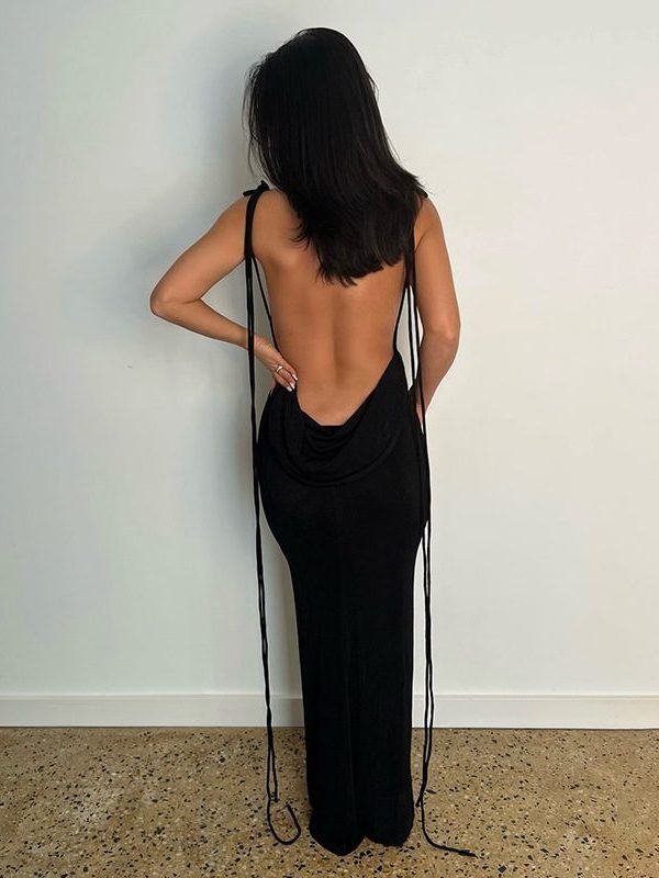 Sexy Slim Lace Up Backless Sheath Dress in Dresses