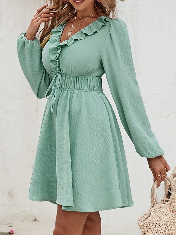 Long Sleeve V Neck Sexy Dress in Dresses