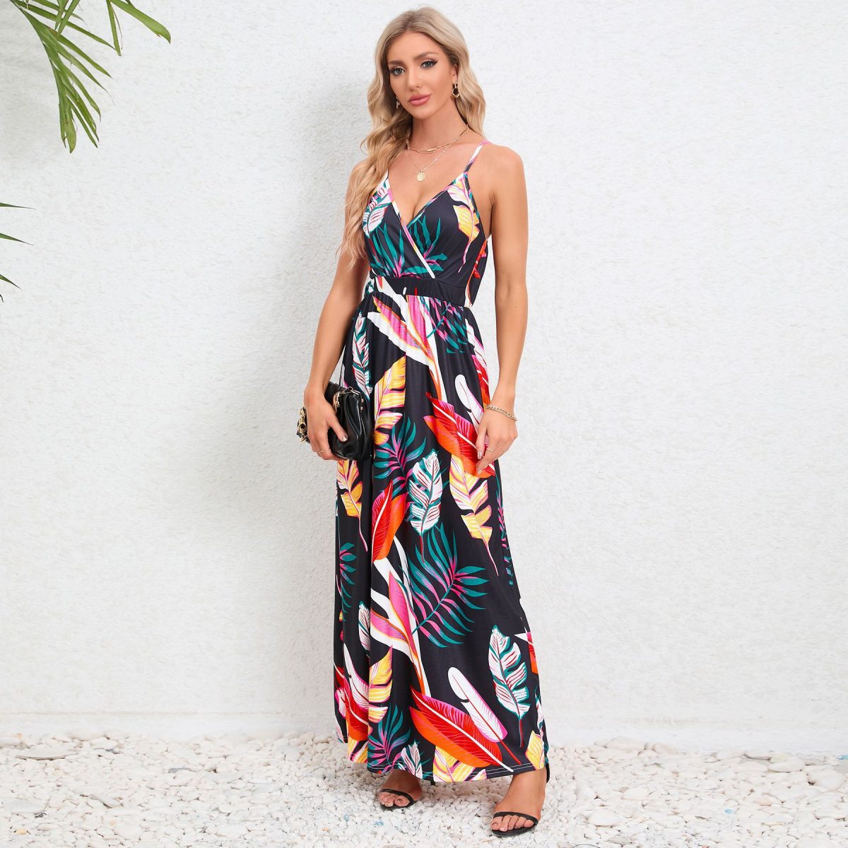 Sexy Strap Backless Slim Slimming Maxi Dress in Dresses