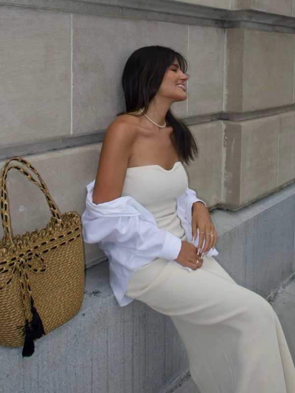 Knitted Tube Top Split Off Shoulder Sexy Dress in Dresses