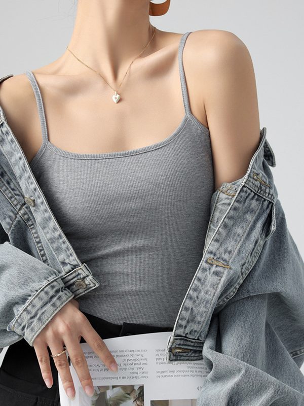 Best Seller on Douyin Base Tank Top Small Slip Top Women Suit Inner Cover Supernumerary Breast Thread Spring, Autumn Summer Can Be Outerwear Top in Uncategorized