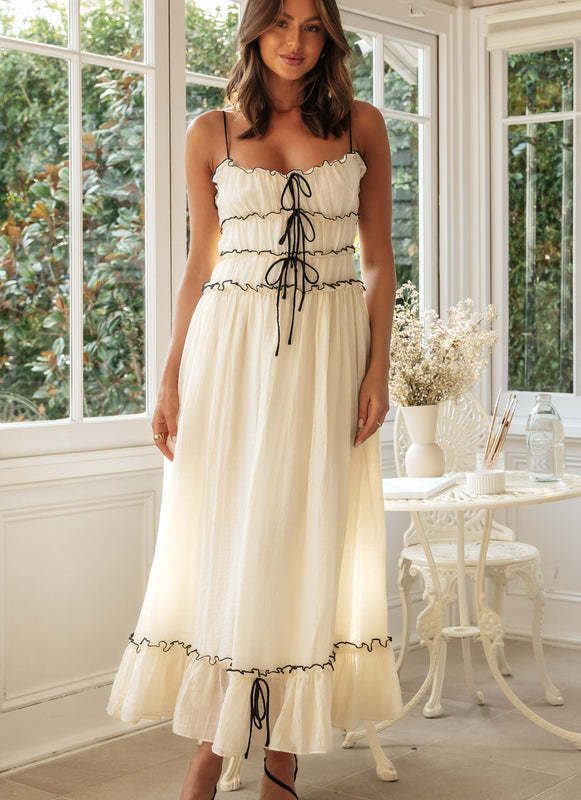 Strap Long Stitching Sleeveless Strap Dress in Dresses