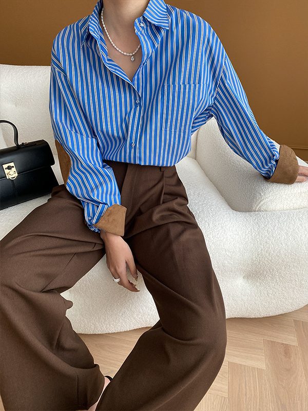 Vertical Striped Loose Shirt in Blouses & Shirts