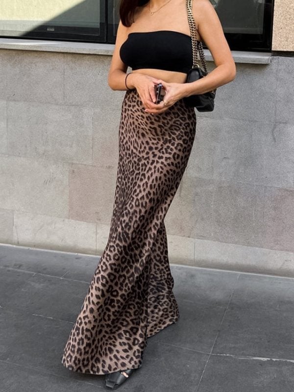 Leopard Print Sexy Sheath Fishtail Skirt in Skirts