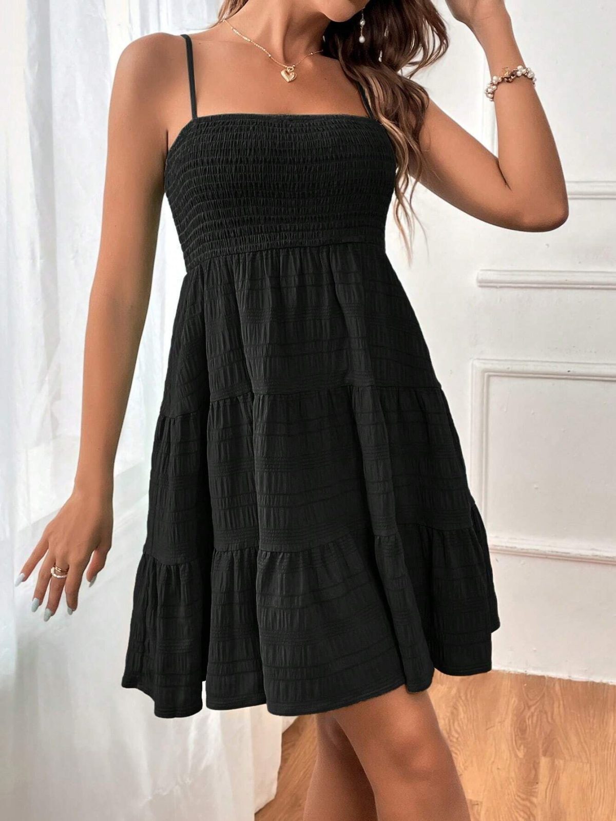 Off Neck Texture Dress in Dresses