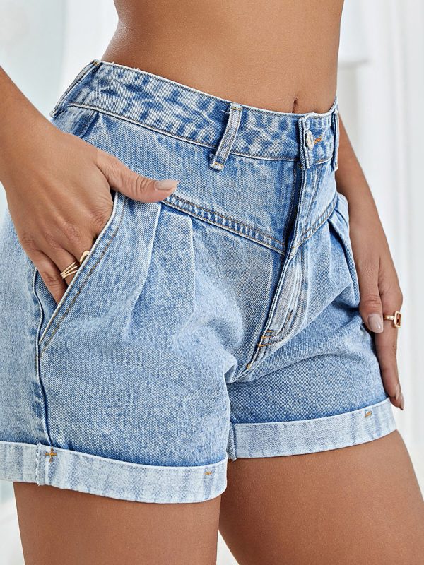 Loose All Matching Slimming Curling Denim Shorts in Shorts