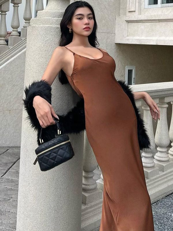 Sexy Backless Slit Tied Dress in Dresses