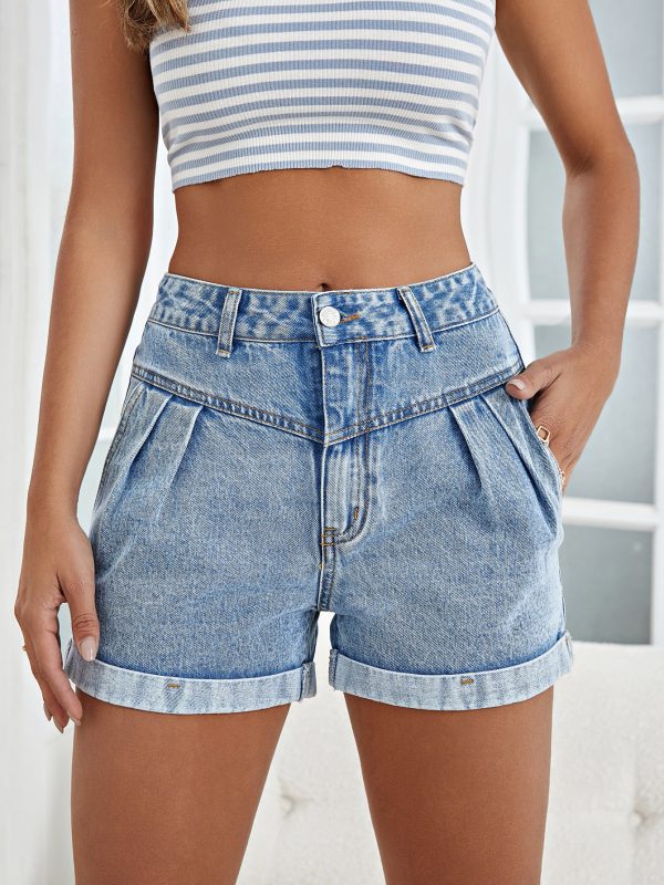 Loose All Matching Slimming Curling Denim Shorts in Shorts