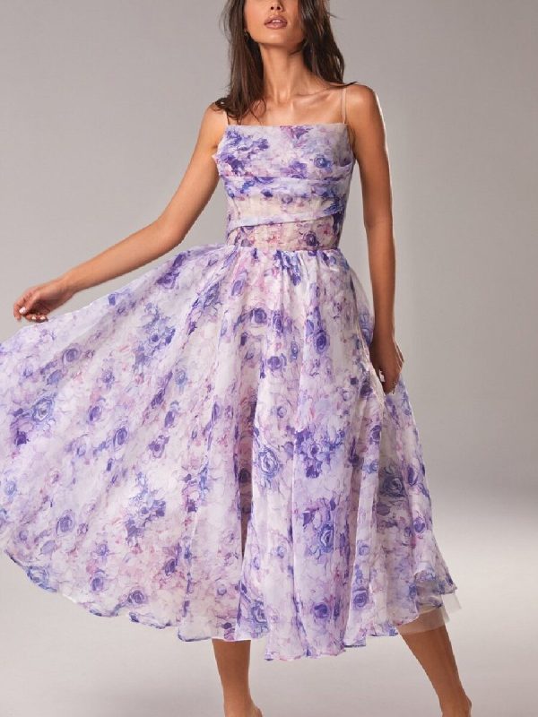 Sleeveless Printed Large Swing Dress in Dresses
