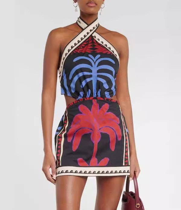 Sexy Halter Print Beach Dress in Dresses