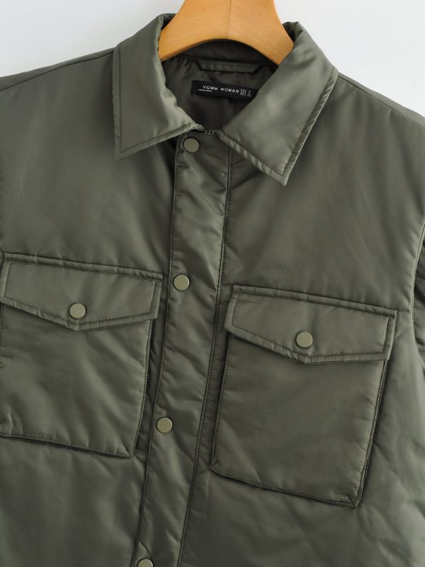 Spring Summer Cotton Padded Army Green Vest in Coats & Jackets