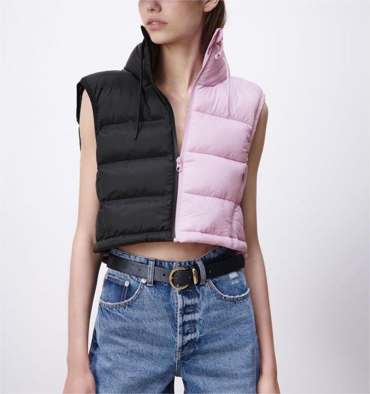 Two Color Contrast Color Cotton Padded Jacket Vest in Coats & Jackets