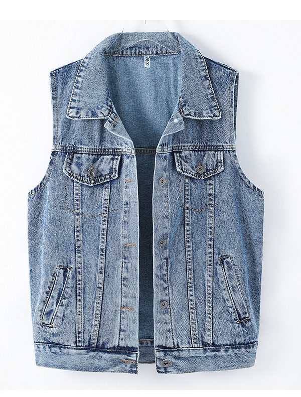 Denim Sleeveless Vest Jacket in Coats & Jackets