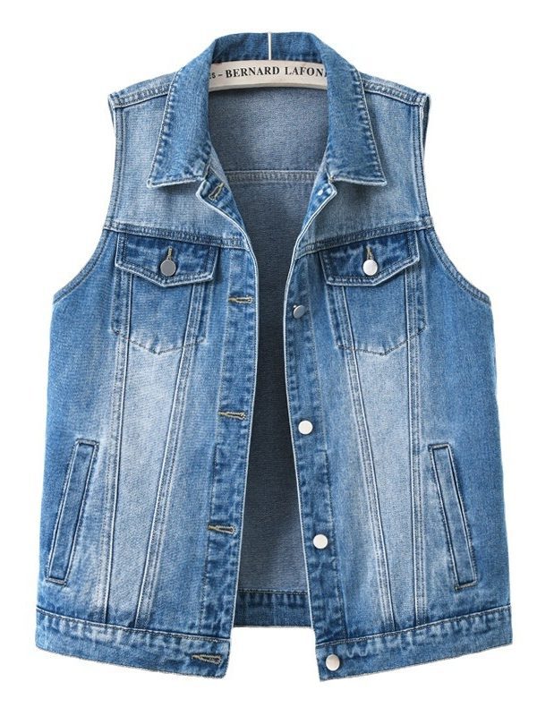 Loose Denim Vest Jacket in Coats & Jackets