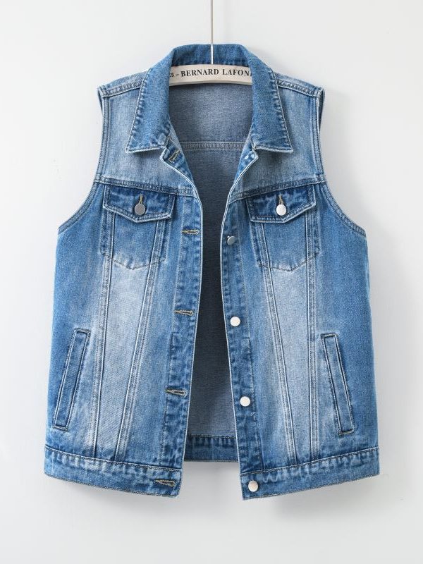 Loose Denim Vest Jacket in Coats & Jackets